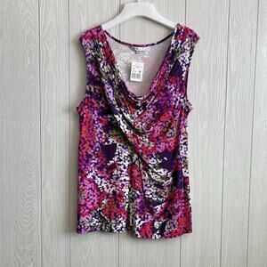 Cabi Pink Purple Cowl Neck Sleeveless Top XL NWT